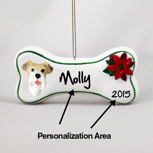 Wire Fox Terrier Personalized Dog Bone Christmas Ornament