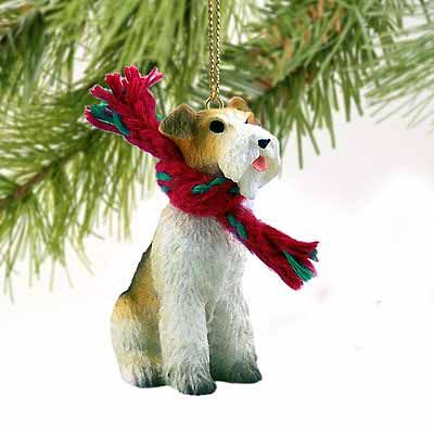 Wire Fox Terrier Tiny One Christmas Ornament Red