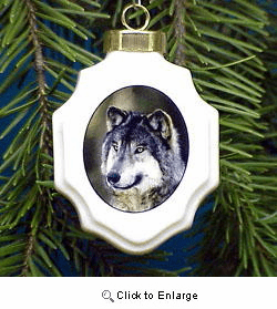 Wolf Christmas Ornament Porcelain