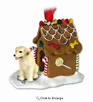 Yellow Lab Gingerbread House Christmas Ornament