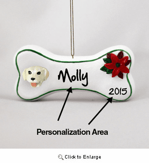 Yellow Lab Personalized Dog Bone Christmas Ornament