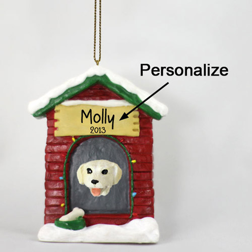 Yellow Lab Personalized Dog House Christmas Ornament