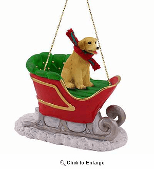 Yellow Lab Sleigh Ride Christmas Ornament