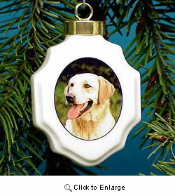 Yellow Labrador Retriever Christmas Ornament Porcelain