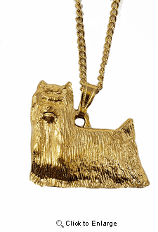 Yorkie 24K Gold Plated Pendant with Necklace