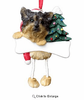 Yorkie Christmas Tree Ornament - Personalize (Puppy Cut)