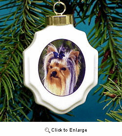 Yorkshire Terrier Christmas Ornament Porcelain