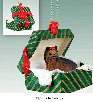 Yorkshire Terrier Gift Box Christmas Ornament