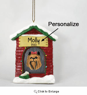 Yorkshire Terrier Personalized Dog House Christmas Ornament