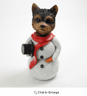 Yorkshire Terrier Puppy Cut Snowman Christmas Decoration