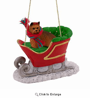 Yorkshire Terrier Sleigh Ride Christmas Ornament