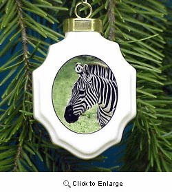 Zebra Christmas Ornament Porcelain