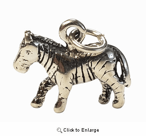 Zebra Sterling Silver Charm