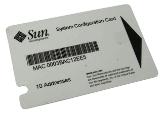 Sun / 370-5155 / System Configuration Card -- Sun Parts