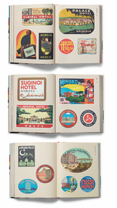 A sticker book of vintage luggage labels from the golden age of travel