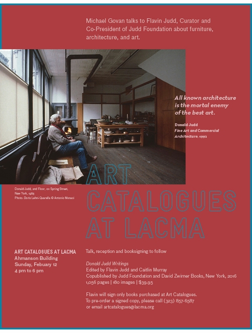 Art Catalogues at LACMA Presents Flavin Judd and Michael Govan on 'Donald Judd Writings'