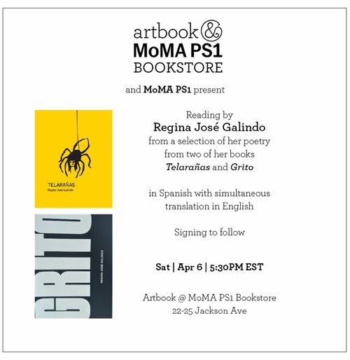 Artbook @ MoMA PS1 Bookstore and MoMA PS1 present a poetry reading by Regina Jos Galindo
