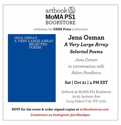 Artbook @ MoMA PS1 Bookstore presents Jena Osman and Adam Pendleton in conversation for the launch of 'A Very Large Array'