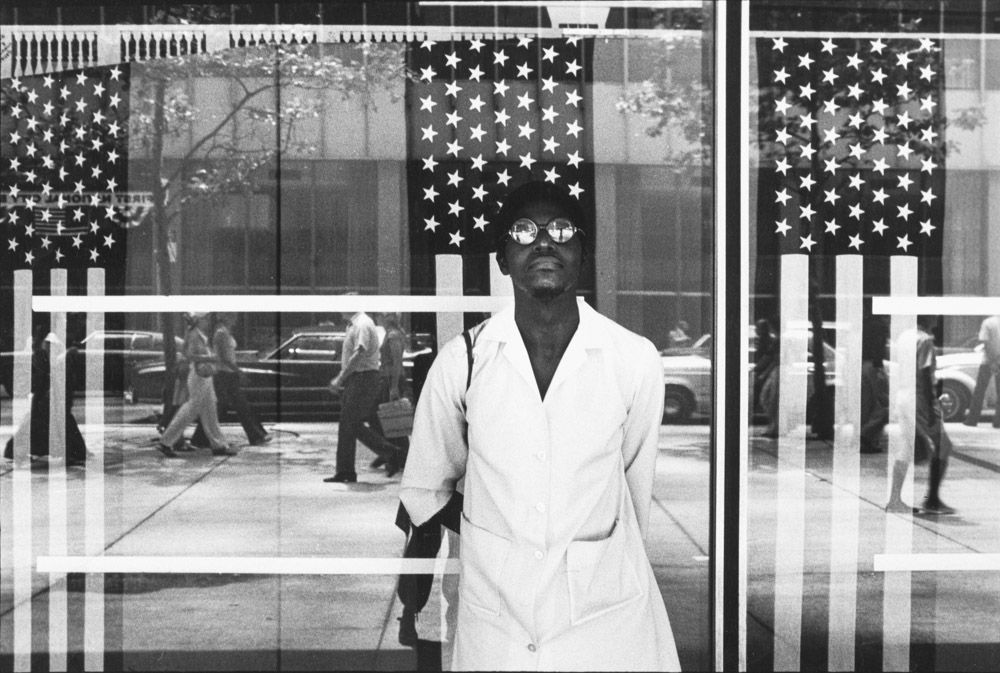 Ming Smith, "America Seen Through Stars and Stripes,
New York City, NY" (ca. 1973), 