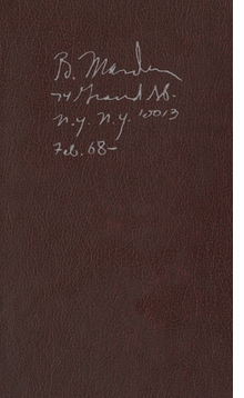 Brice Marden: Notebook Feb. 1968-
