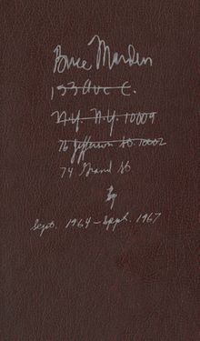 Brice Marden: Notebook Sept. 1964-Sept. 1967