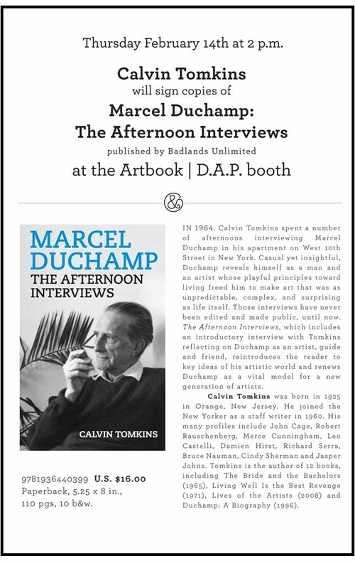 Calvin Tomkins to Sign 'Marcel Duchamp: The Afternoon Interviews' at the 2013 CAA Conference
