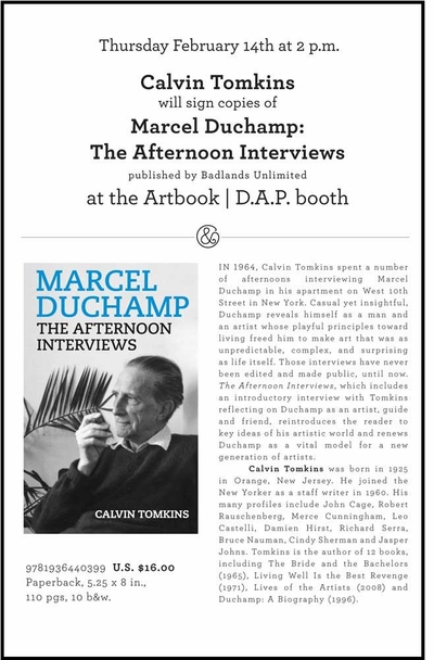 Calvin Tomkins to Sign 'Marcel Duchamp: The Afternoon Interviews' at the 2013 CAA Conference