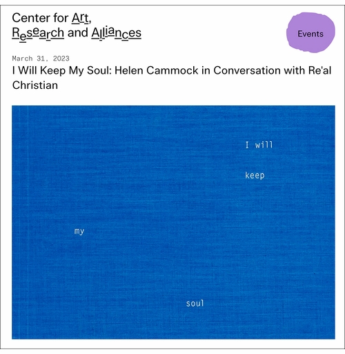CARA presents Helen Cammock in conversation with Re'al Christian for the launch of 'I Will Keep My Soul'