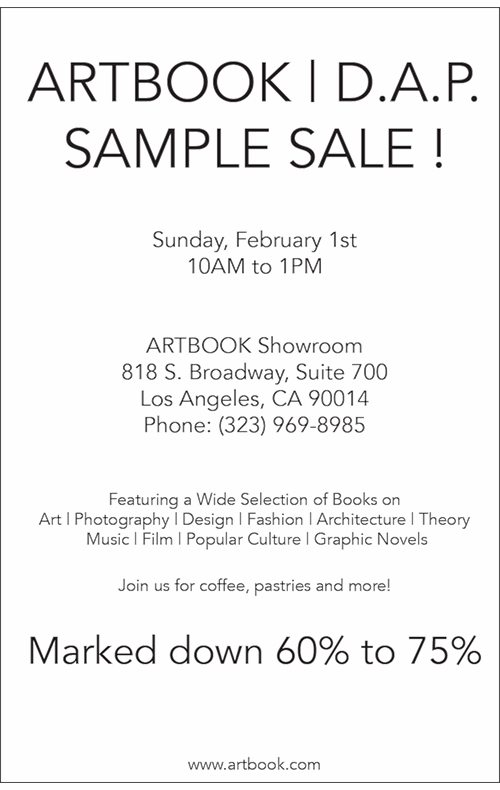 Come to the Los Angeles ARTBOOK | D.A.P. Showroom Sample Sale! 