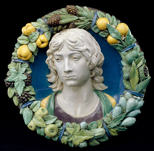 "Roundel with Head of a Youth" by Andrea della Robbia, 1470-80, is reproduced from