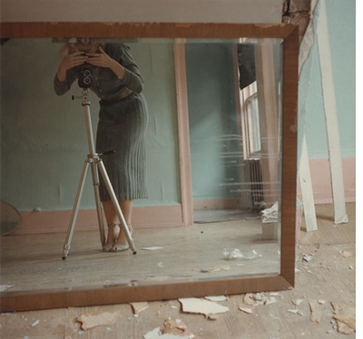 Francesca Woodman: On Being an Angel, color photograph with tripod