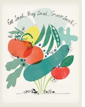 <p>The poster featured here is "Eat Local, Buy Local, Grow Local!" by Christopher Silas Neal. It is reproduced from <a href="9781935202240.html">Green Patriot Posters</a>.