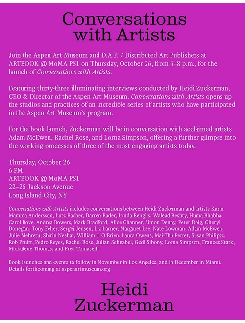 Heidi Zuckerman, Adam McEwen, Rachel Rose & Lorna Simpson launch 'Conversations with Artists' at Artbook @ MoMA PS1