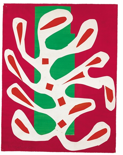 Henri Matisse, 'White Alga on Red and Green Background' (1947)