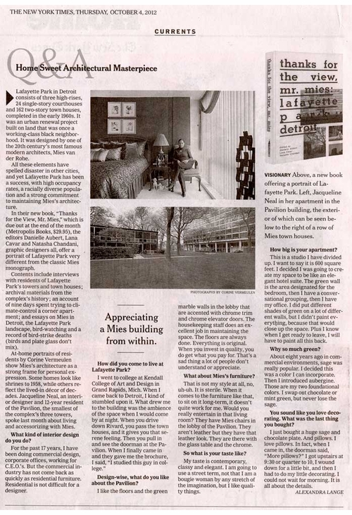 Home Sweet Architectural Masterpiece: Thanks for the View, Mr. Mies Featured in The New York Times