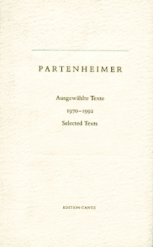 Jrgen Partenheimer: Selected Texts 1970-1992