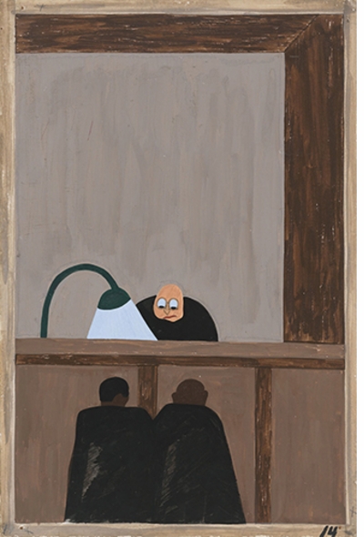 Jacob Lawrence: The Migration Series, Panel 14 ("injustice in the courts"), 1941