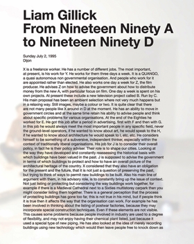Liam Gillick: From Nineteen Ninety "A" to Nineteen Ninety "D"