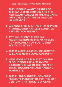 Manifesto Marathon, Serpentine Gallery