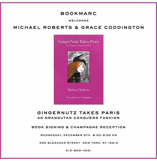 Michael Roberts and  Grace Coddington to launch 'GingerNutz Takes Paris' at Bookmarc NYC