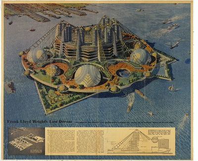 Never Built New York, Frank Lloyd Wright Key Plan for Ellis Island