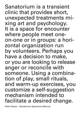 Pedro Reyes: Sanatorium Operations Manual