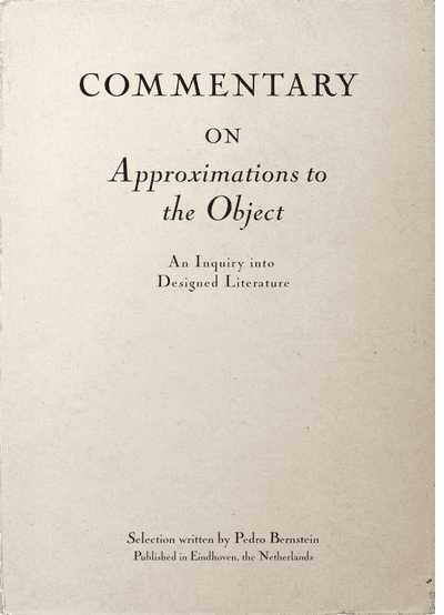 Printed Matter, Inc. presents Pedro Bernstein and Courtney Smith on "Commentary on 'Approximations to the Object'"