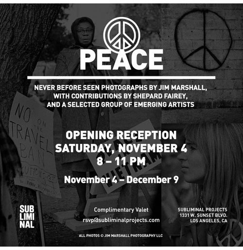 Shepard Fairey's Subliminal Projects presents Peace photos by Jim Marshall
