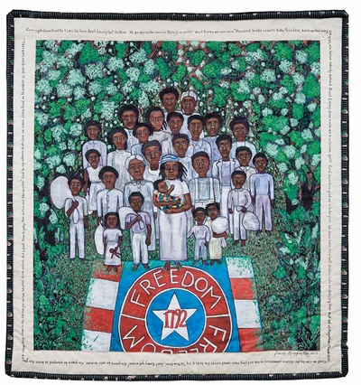 Taking inspiration in the quilts, paintings and political posters of Faith Ringgold
