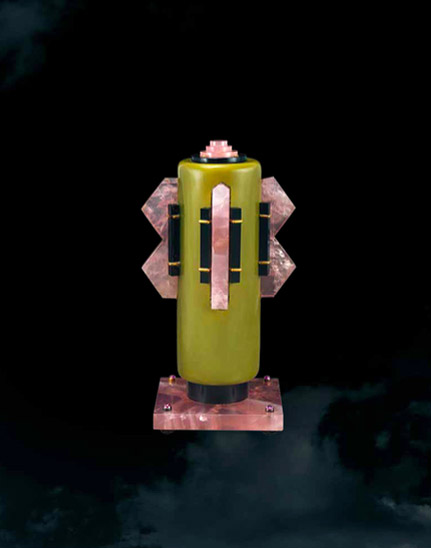 Nightlight, 1930. Gold, lacquer, quartz, onyx, rubies. From