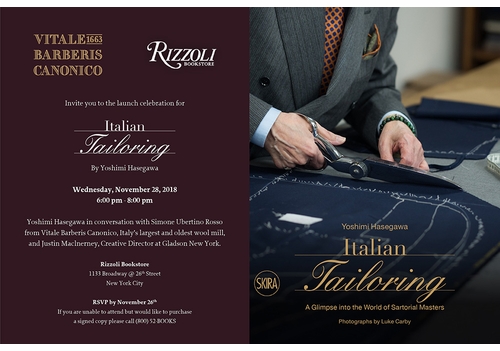 Yoshimi Hasegawa to launch 'Italian Tailoring' with Simone Ubertino Rosso & Justin MacInerney at Rizzoli