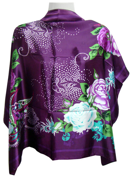 Chinese Silk Scarf Flowers, Asian Silk Scarf, Chinese Silk