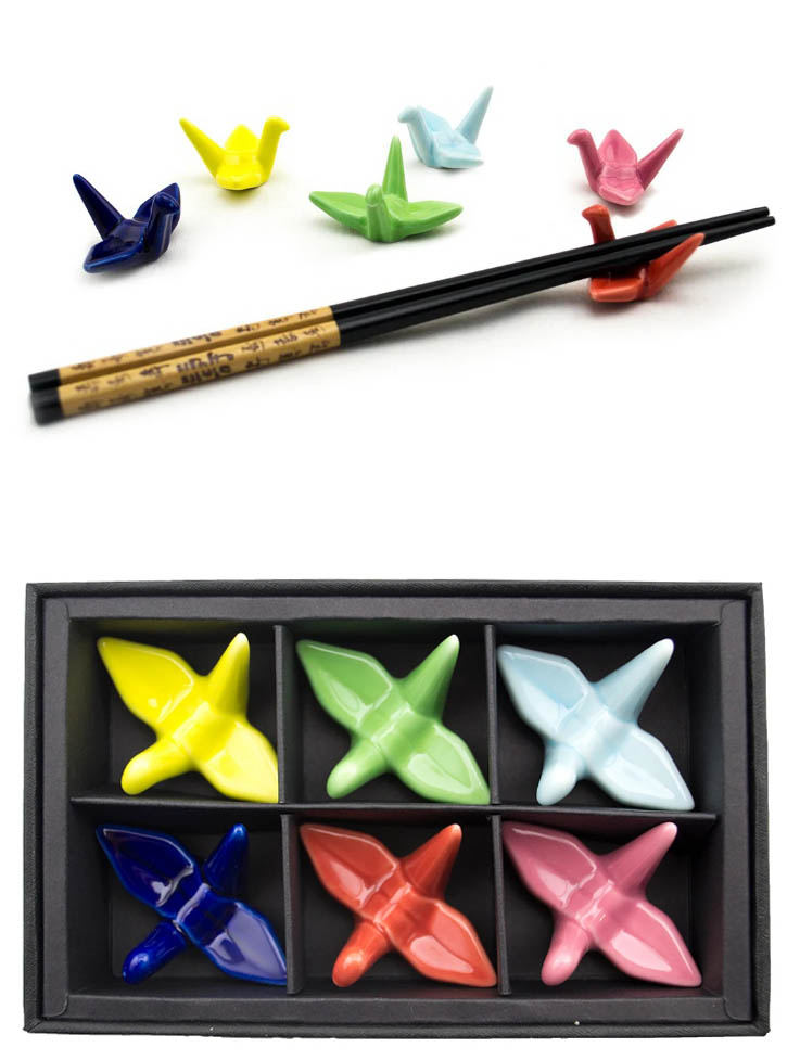 Chinese Ceramic Chopstick Holders Origami (Set of 6), Chinese