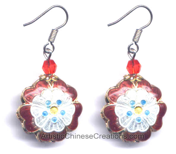 Chinese Cloisonne Earrings (pair), Chinese Jewelry